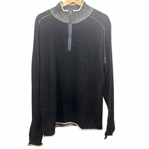 32 Bar Blues Quarter Zip Black/Grey Sweater Size Large
